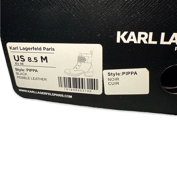 KARL LAGERFELD PARIS PAYSON JEWELED STRAP BLOCK HEEL COMBAT Boots BLACK 8,5 - Picture 8 of 9